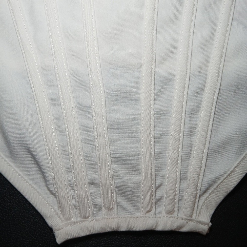 White Fox Womens XS White Bustier Corset Top Hook Eye Zip Bridal Going Out - Picture 8 of 9
